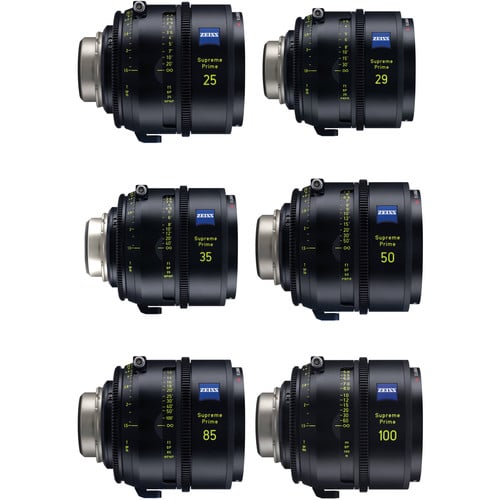 ZEISS Supreme Prime 6 Lens Kit of 25, 29, 35, 50, 85, 100mm (Meters, PL Mount)