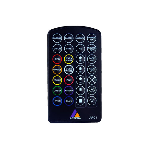 Astera Infrared remote control. 28 buttons for pre-defined programs