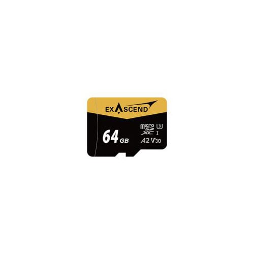 Exascend Catalyst MicroSD Card with Adapter 64GB, UHS-I/ V30 / U3 / Class 10, Read:175 MB/s, Write:150 MB/s