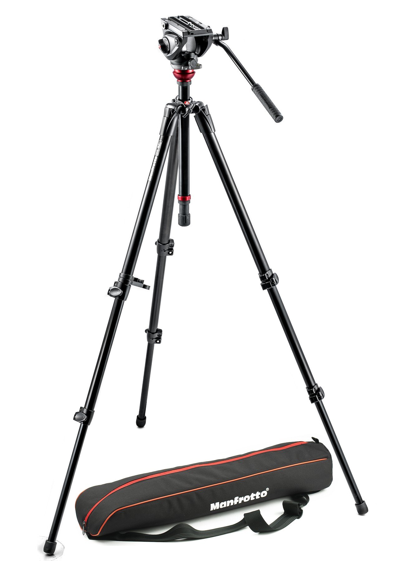 Manfrotto Lightweight tripod with fluid video head and aluminium legs (MVH500AH,755XBK)