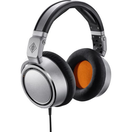 Neumann Closed-back studio headphone, silver with black and orange trim