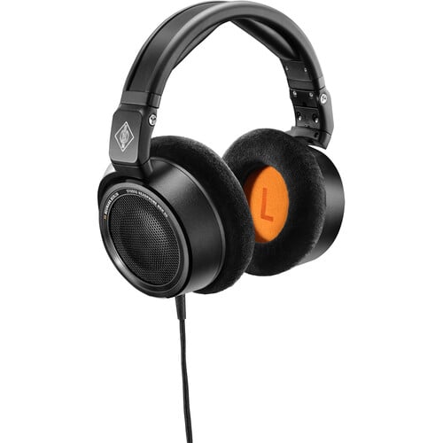 Neumann Open-back studio headphone, black with black and orange trim